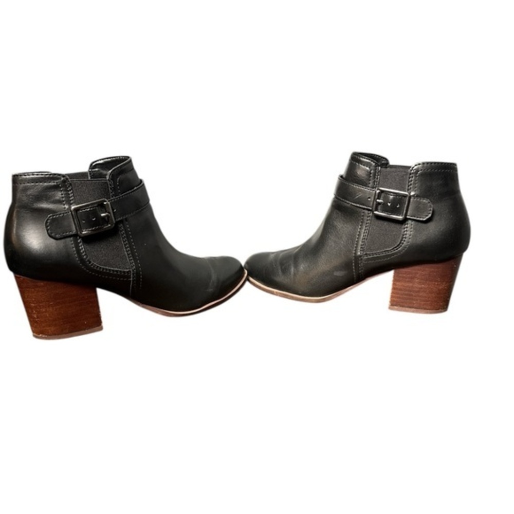 Franco Sarto Malvina Black Buckle Ankle Boots Size 8.5M‎ Faux Leather